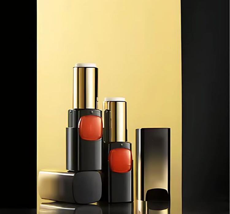   แท่งลิปสติก หลอดใส่ลิปสติก ทรงเหลี่ยม ปลอกดำ ดีไซน์ใหม่ 3.5g 