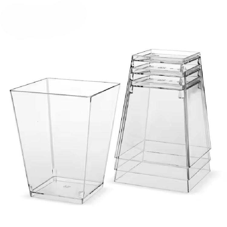 ถ้วยไอศครีมพลาสติก PP ทรงสี่เหลี่ยม พร้อมฝาปิด ขนาด 160 ml 