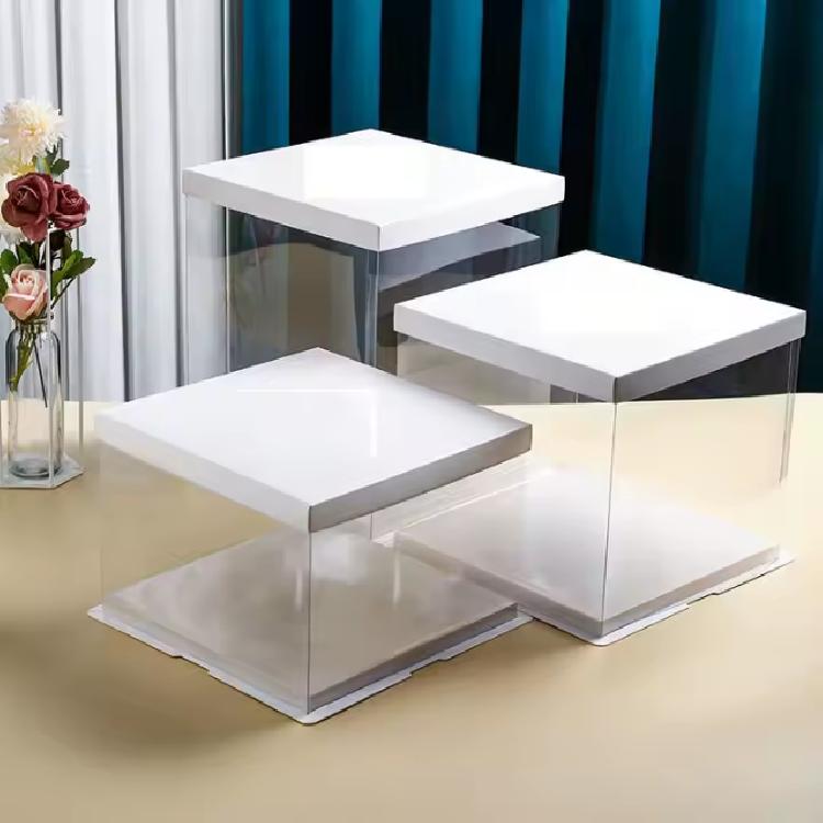 กล่องเค้กพลาสติก PET  ผูกโบว์น่ารัก 