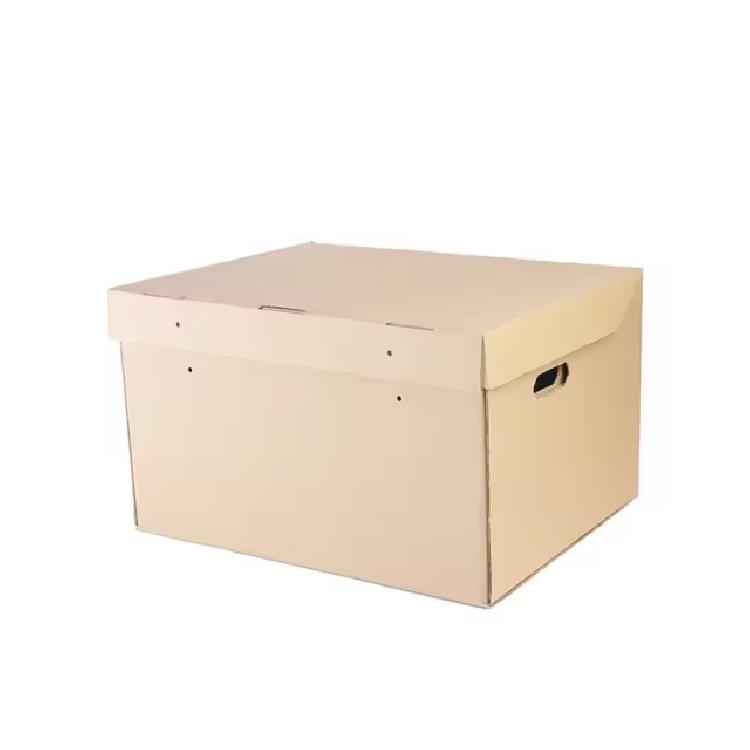 กล่องแฟ้มเก็บเอกสาร กระดาษลูกฟูก สีเบจ ขนาด 25*20*9 cm 