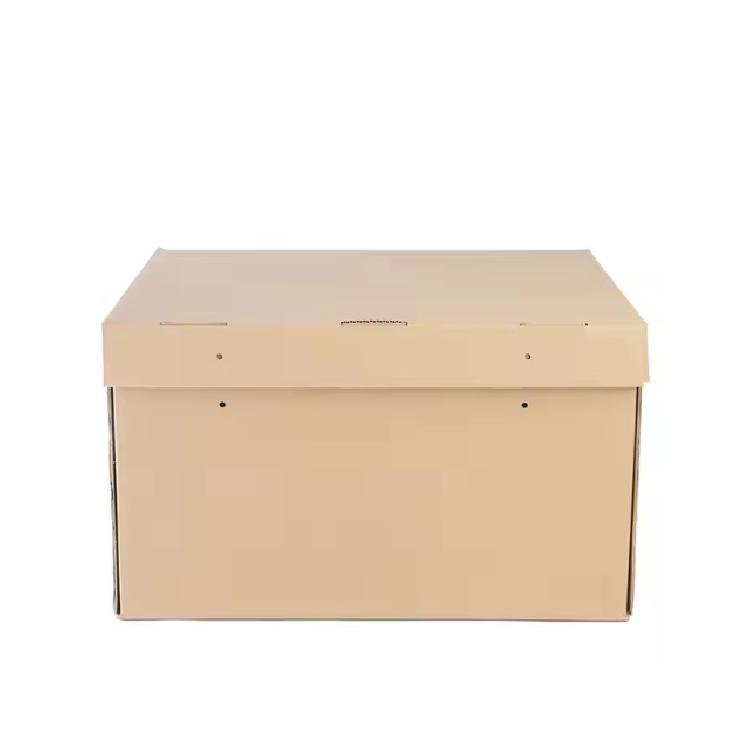 กล่องแฟ้มเก็บเอกสาร กระดาษลูกฟูก สีเบจ ขนาด 25*20*9 cm