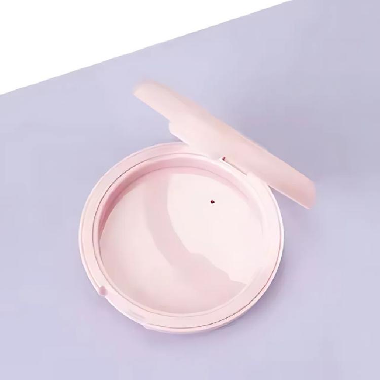 ตลับแป้งฝุ่นแต่งหน้าทรงกลมพร้อมกระจก สีชมพู ขนาด73*18.5mm.