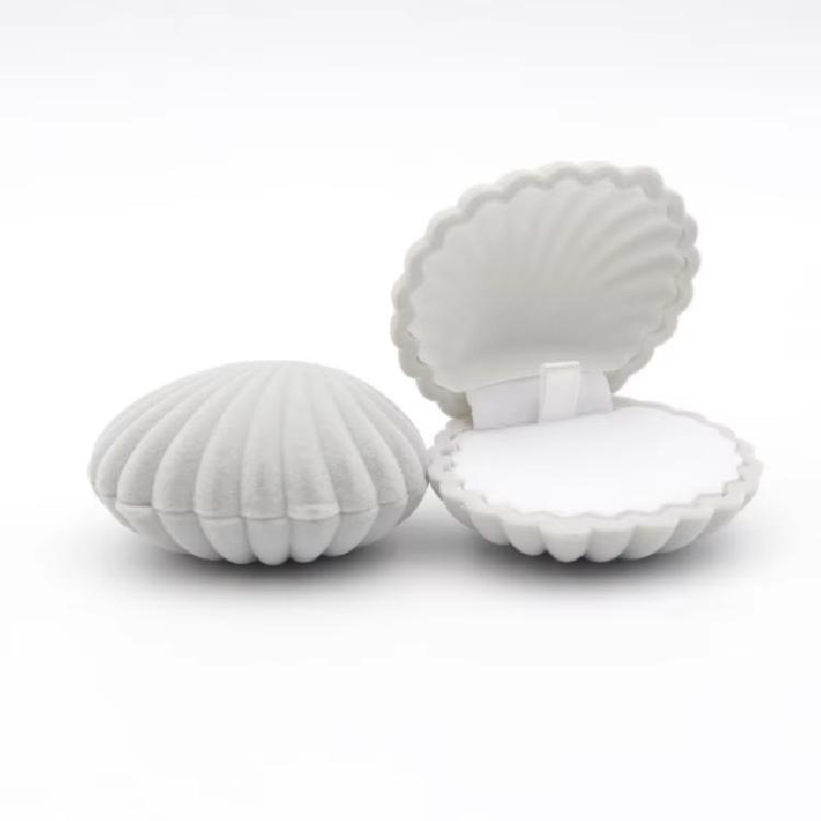 กล่องเครื่องประดับกำมะหยี่สำหรับใส่แหวนทรงเปลือกหอย 