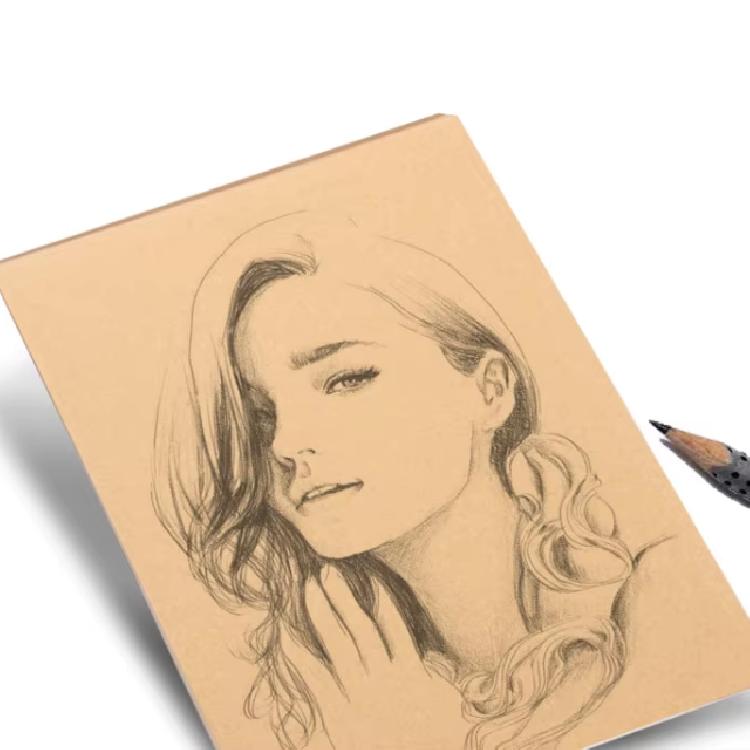 กระดาษคราฟท์เยื่อไม้สำหรับห่อของขวัญและวาดภาพ ขนาด A4 80g สีน้ำตาล