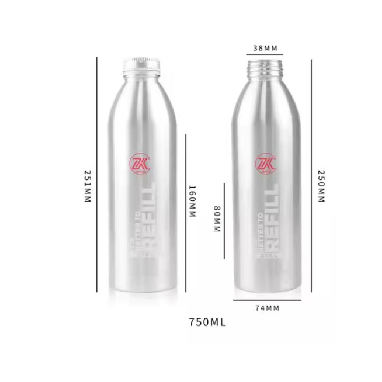 ขวดโลหะอลูมิเนียม ฝาเกลียว สำหรับบรรจุเครื่องดื่ม ขนาด 750ml พิมพ์โลโก้กำหนดเอง