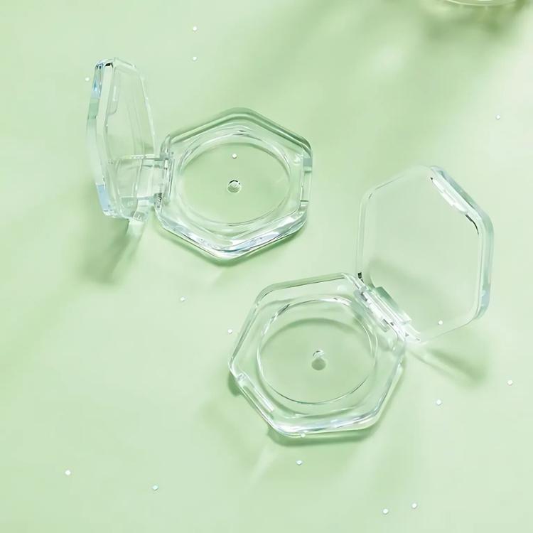 กล่องใส่เครื่องสำอางอายแชโดว์สีใส 1 ช่อง ตลับ 6 เหลี่ยม 