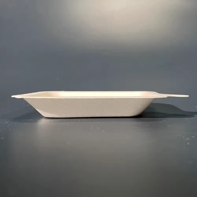 จานเค้กกระดาษ จานขนม จานอาหารชานอ้อย ย่อยสลายได้ สีครีม 4.3นิ้ว