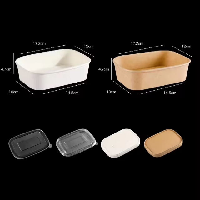 กล่องกระดาษคราฟท์ กล่องใส่อาหาร กล่องข้าว และ ฝาปิด 650ml/750ml/1000ml