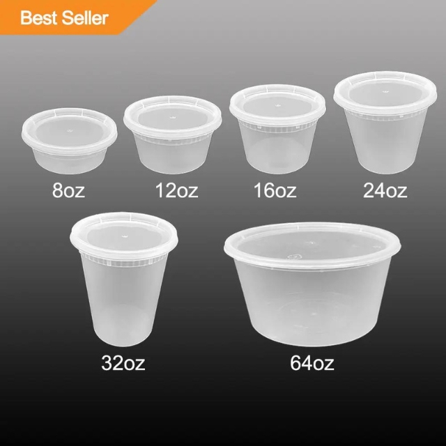 ถ้วยพลาสติกแบบใส พร้อมฝา หลายขนาด