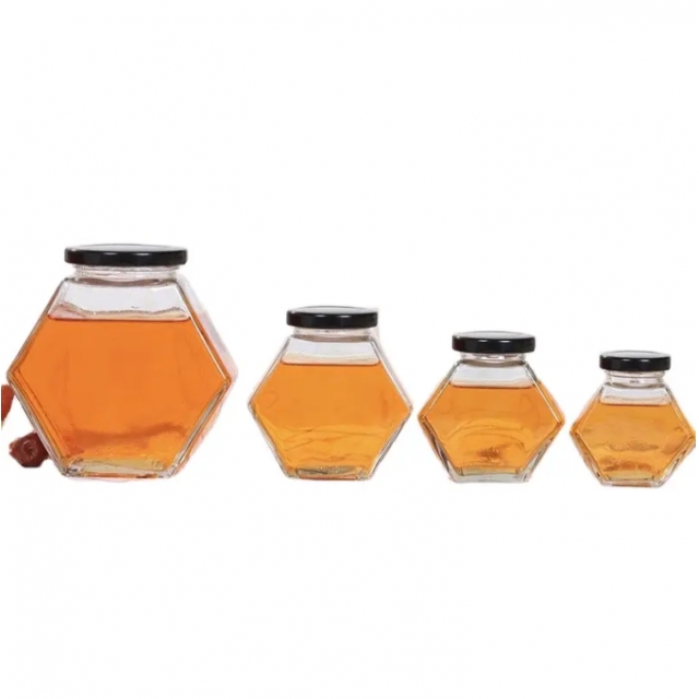 โหลแก้วใสทรงหกเหลี่ยมรูปดาวสำหรับใส่อาหารแห้ง ขนาด 100/180/280/380 ml