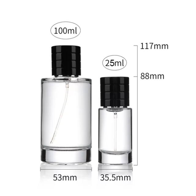 ขวดเครื่องสำอางทรงกระบอก ขวดน้ำหอม ขวดแก้วสเปรย์ 25ml/50ml/100ml