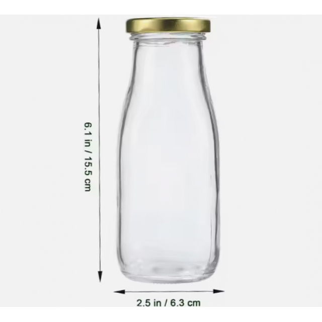 ขวดแก้ว ฝาเกลียวล็อคสีทอง ขวดสำหรับใส่นม น้ำผลไม้ น้ำเปล่า ขนาด 250/500 ml
