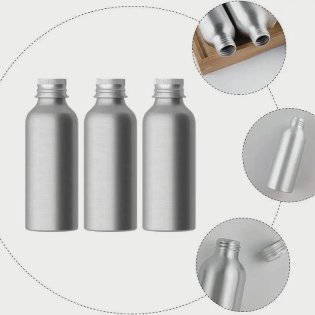 ขวดอลูมิเนียม ขวดอลูมิเนียมพร้อมฝาเกลียวลาย สีเงิน ขนาด 100/500 ml