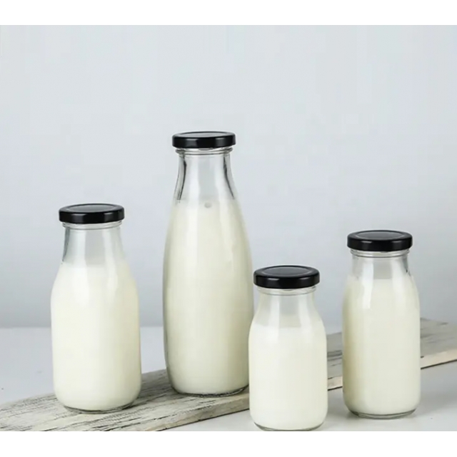ขวดแก้ว ฝาเกลียวล็อคสีดำ ขวดสำหรับใส่เครื่องดื่ม หนา 3 mm ขนาด 200/250/300/500 ml