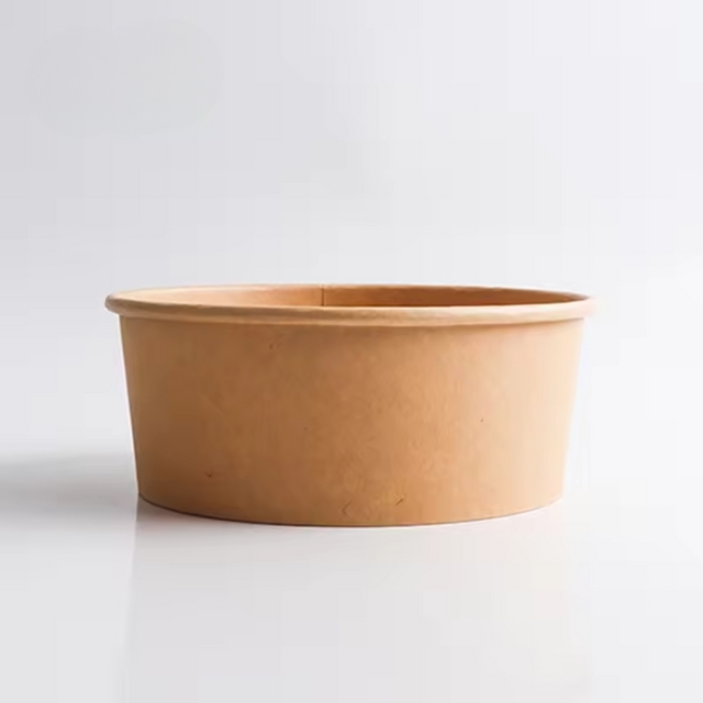 ชามกระดาษคราฟท์ ทรงกลม สำหรับใส่ซุปใส่อาหาร พร้อมฝาปิด 18oz./25oz. 