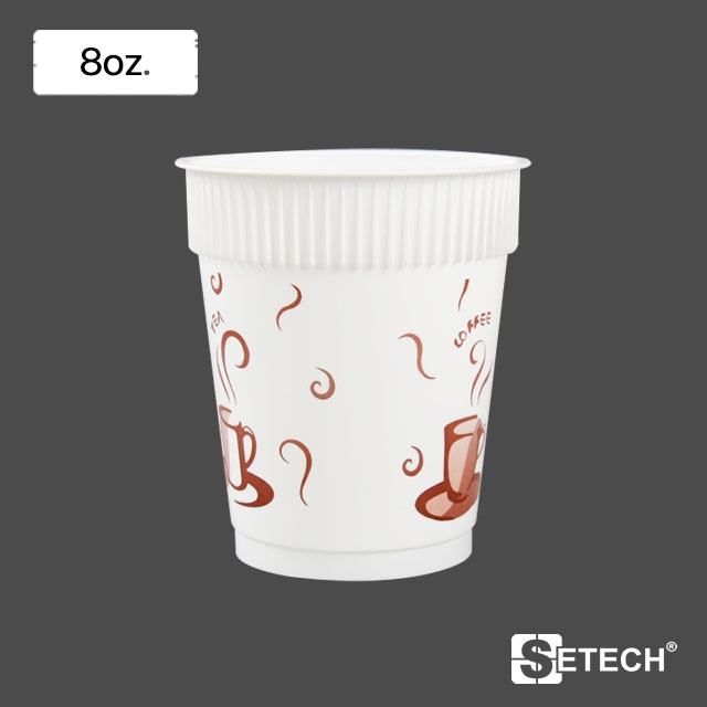 แก้วพลาสติกใสแบบร้อน (มีลาย) 8oz. SETECH รุ่น GH-02