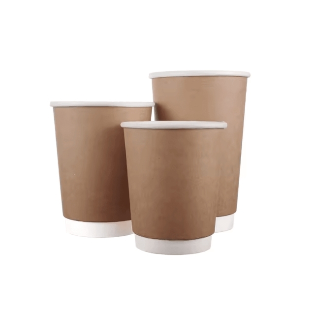 แก้วกาแฟร้อนกระดาษคราฟท์ แก้วกระดาษ แก้วกาแฟสีน้ำตาล 8oz/12oz/16oz