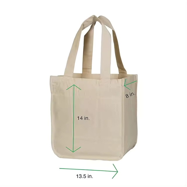 ถุงผ้าหูถือเอนกประสงค์ ถุงผ้าพับได้ ขนาด 35.5*34*20 ซม. หูถือยาว 30.5 ซม.