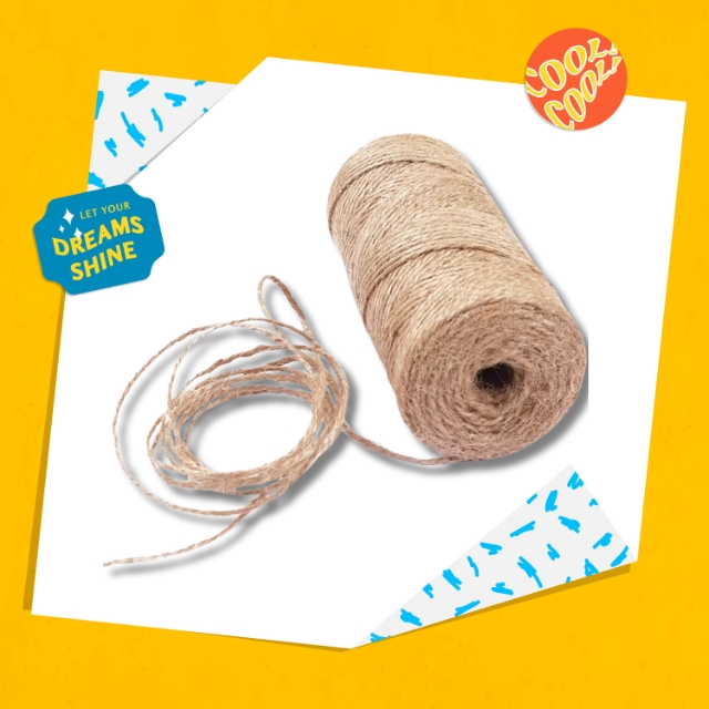 เชือกป่าน เชือกปอ ธรรมชาติ เชือกน้ำตาล หนา 2 มม. ยาว 50 เมตร หนัก 85 กรัม