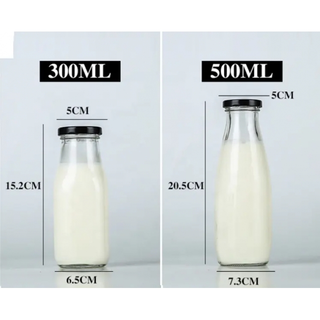 ขวดแก้ว ฝาเกลียวล็อคสีดำ ขวดสำหรับใส่เครื่องดื่ม หนา 3 mm ขนาด 200/250/300/500 ml