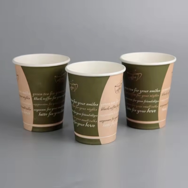 แก้วกาแฟร้อน แก้วกระดาษคราฟท์ แก้วกาแฟ พิมพ์ลาย 9oz