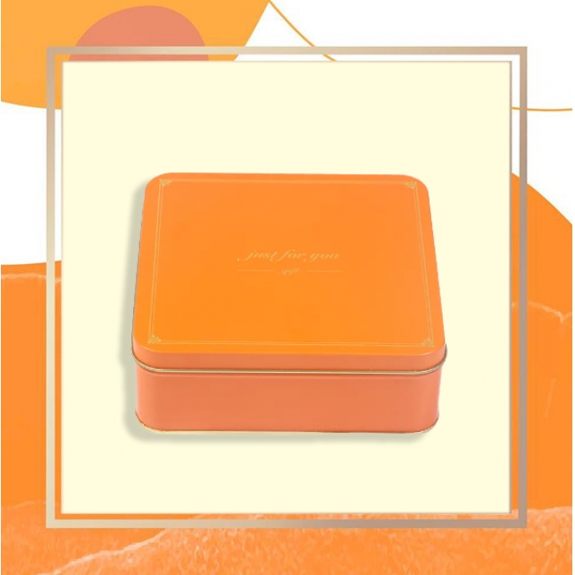 กล่องดีบุก พร้อมฝาปิด ทรงสี่เหลี่ยม กล่องขวัญ คุกกี้ ขนม 17*17*6 ซม 2,000 ml