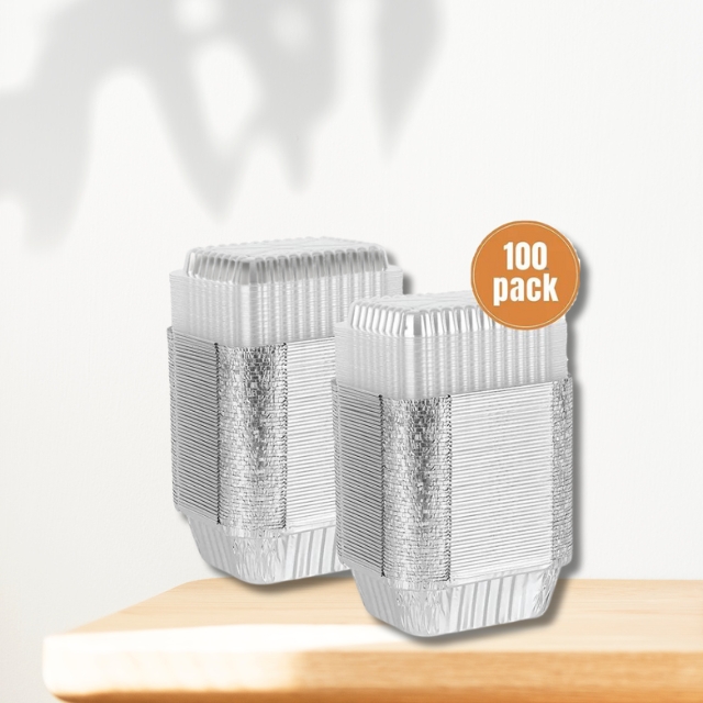 ถาดฟอยล์ อลูมิเนียม ถาดฟอยล์พร้อมฝาปิดกระดาษ ทรงสี่เหลี่ยม  เกรดอาหาร  260/450/500 ml 