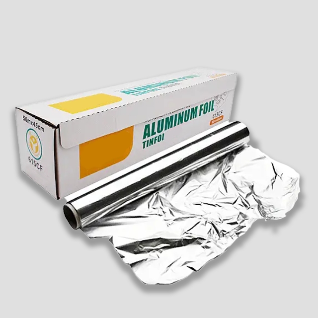 ม้วนฟอยล์อลูมิเนียม สำหรับห่ออาหาร รองอบ ทนความร้อน 45ซม x 50เมตร x 16ไมครอน