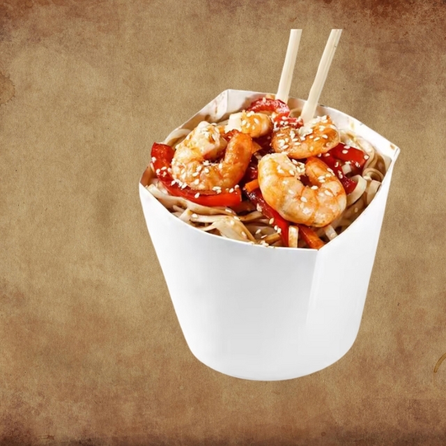 กล่องกระดาษคราฟท์ กล่องก๋วยเตี๋ยว กล่องพาสต้า สีขาว 240ml/480ml/780ml/960ml