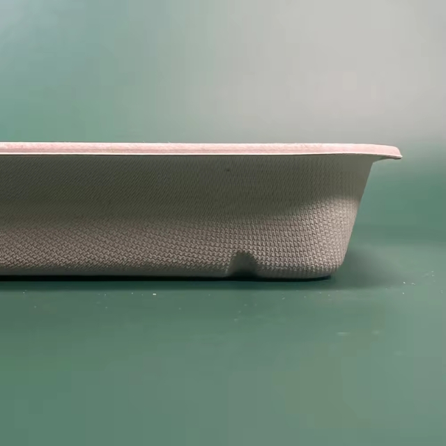 ถาดอาหารกระดาษ ถาดอาหารสี่เหลี่ยมผืนผ้า 5 ช่อง ย่อยสลายได้ สีครีม 11นิ้ว