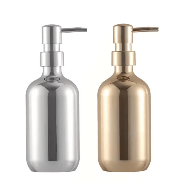 ขวดเครื่องสำอาง ขวดผลิตภัณฑ์ ขวดแชมพู ขวดโลชั่น หัวปั๊ม สีชุบ 300ml/500ml