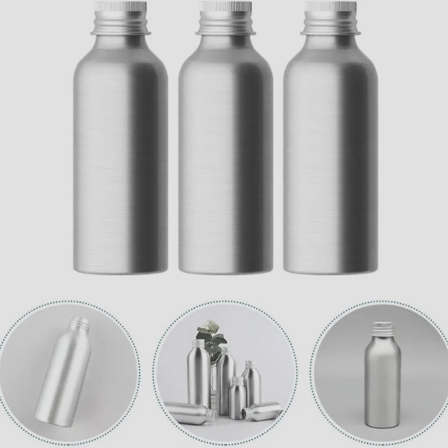 ขวดอลูมิเนียม ขวดอลูมิเนียมพร้อมฝาเกลียวลาย สีเงิน ขนาด 100/500 ml