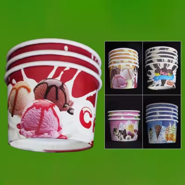 ถ้วยไอศกรีม ถ้วยไอติม พิมพ์ลาย และ ฝาปิด 4oz