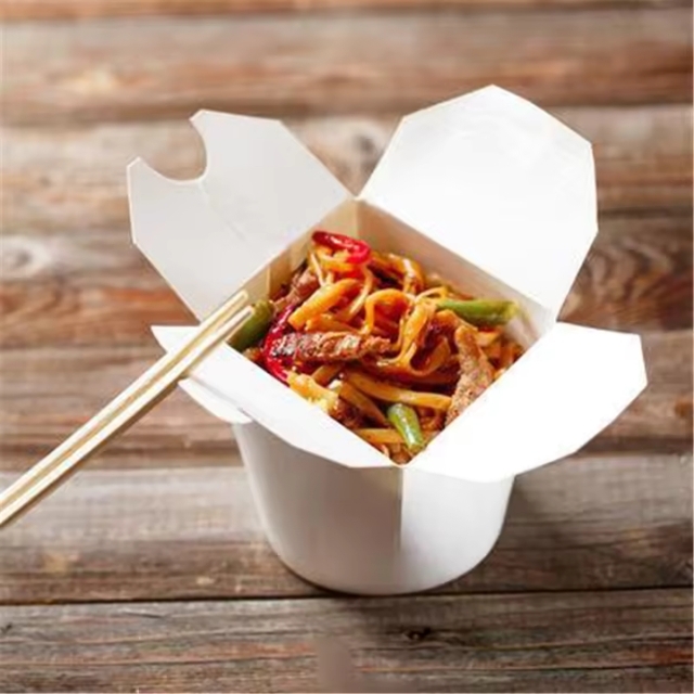 กล่องกระดาษคราฟท์ กล่องก๋วยเตี๋ยว กล่องพาสต้า สีขาว 240ml/480ml/780ml/960ml 