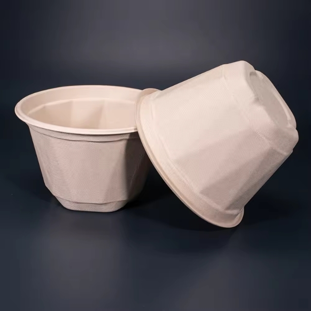 ถ้วยสลัด ชามสลัด ถ้วยอาหารทรงเพชร ถ้วยชานอ้อย ย่อยสลาย สีครีม 40oz