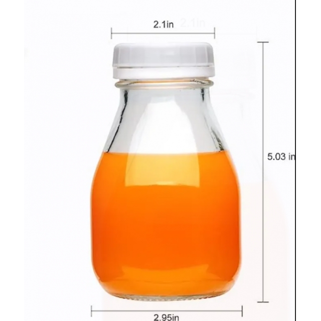 ขวดแก้วทรงกลม พร้อมฝาเกลียวล็อคพลาสติกสีขาว ขวดสำหรับใส่เครื่องดื่ม ขนาด 300/500 ml