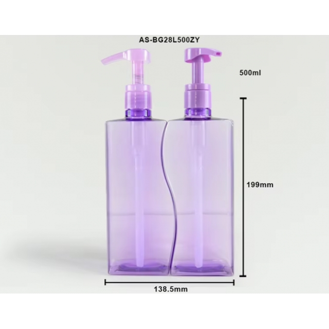 ขวดแชมพูพลาสติก ขวดปั๊มแชมพูของเหลว แบบคู่ 500ml