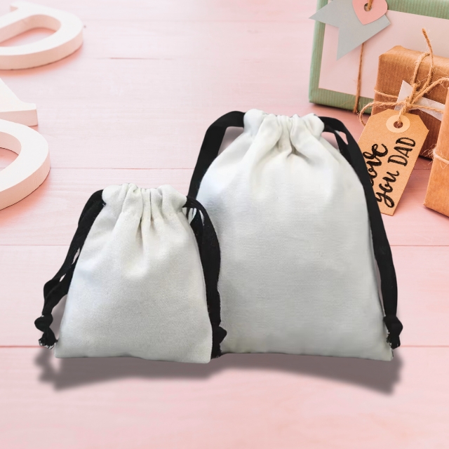 ถุงหูรูดผ้าสีขาว ผ้า cotton กระเป๋าผ้าหูรูด กันฝุ่น ขนาด 15*20/20*25/30*35/35*40 cm 