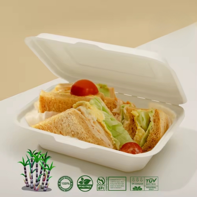 กล่องอาหารกระดาษแบบฝาพับ สีขาว 15x15x8cm