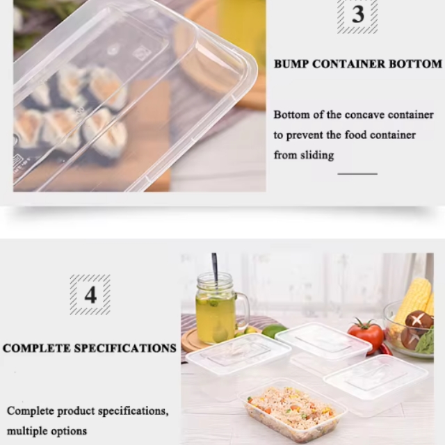 กล่องอาหารพลาสติก พร้อมฝาใส ขนาด 400ml /500ml/650ml/750ml/1000ml/1500ml/2000ml