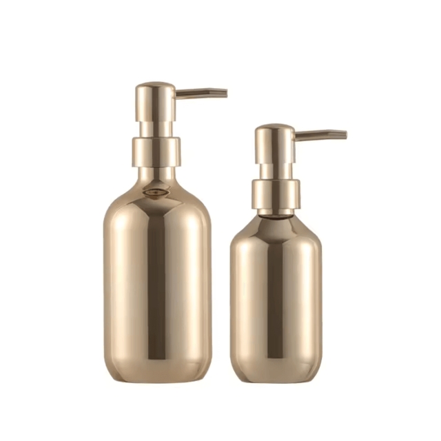 ขวดเครื่องสำอาง ขวดผลิตภัณฑ์ ขวดแชมพู ขวดโลชั่น หัวปั๊ม สีชุบ 300ml/500ml