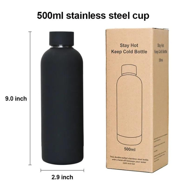 ขวดน้ำดื่มอลูมิเนียมพร้อมฝา  ขวดสำหรับใส่เครื่องดื่ม ขนาด 500 ml