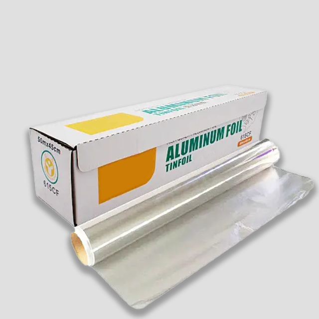 ม้วนฟอยล์อลูมิเนียม สำหรับห่ออาหาร รองอบ ทนความร้อน 45ซม x 50เมตร x 16ไมครอน
