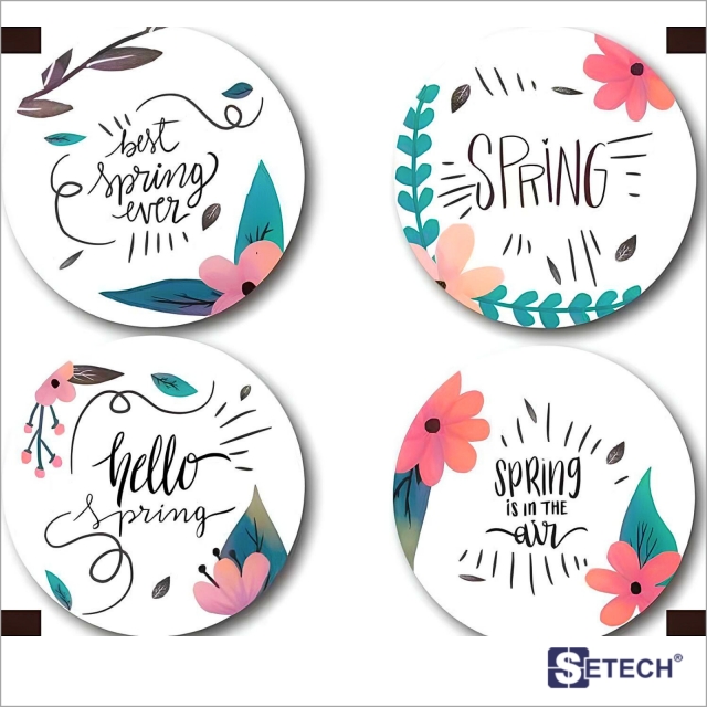 ฟิล์มซิลฝาแก้ว ธีมดอกไม้ คละลาย 4 แบบ สำหรับแก้วขนาด 90 mm , 95 mm SETECH รุ่น FG-01