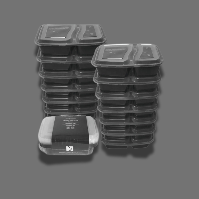 กล่องอาหารพลาสติก สี่เหลี่ยมผืนผ้า สีดำ