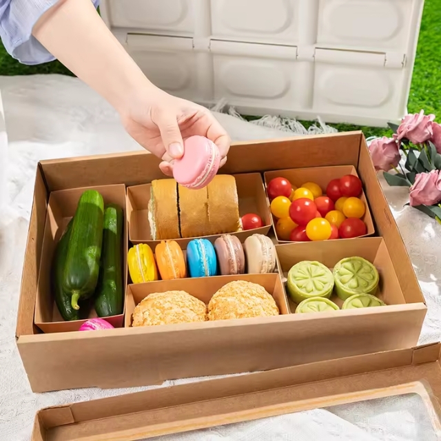 กล่องอาหารกระดาษคราฟท์แบบมีช่องใส่อาหาร S/M/L