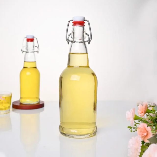 ขวดแก้วสีใส พร้อมฝาสวิงแคป ขวดแก้วมีจุกล็อก ขนาด 500/750/1000 ml 