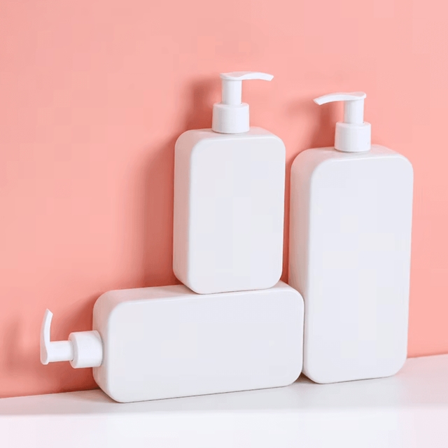 ขวดเครื่องสำอาง ขวดผลิตภัณฑ์ ขวดแชมพู ขวดโลชั่น หัวปั๊ม สี่เหลี่ยมทรงแบน 250ml/350ml/500ml