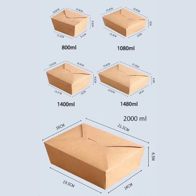 กล่องกระดาษคราฟท์ กล่องสลัด กล่องไก่ทอด 800ml/1080ml/1400ml/1480ml/2000ml