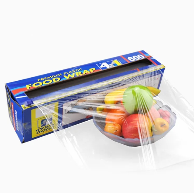 ฟิล์มยืดหุ้มห่ออาหาร ฟิล์มถนอนอาหาร มีมีดตัดฟิล์มสไลด์ในตัว 45ซม. x 60เมตร x 10ไมครอน 